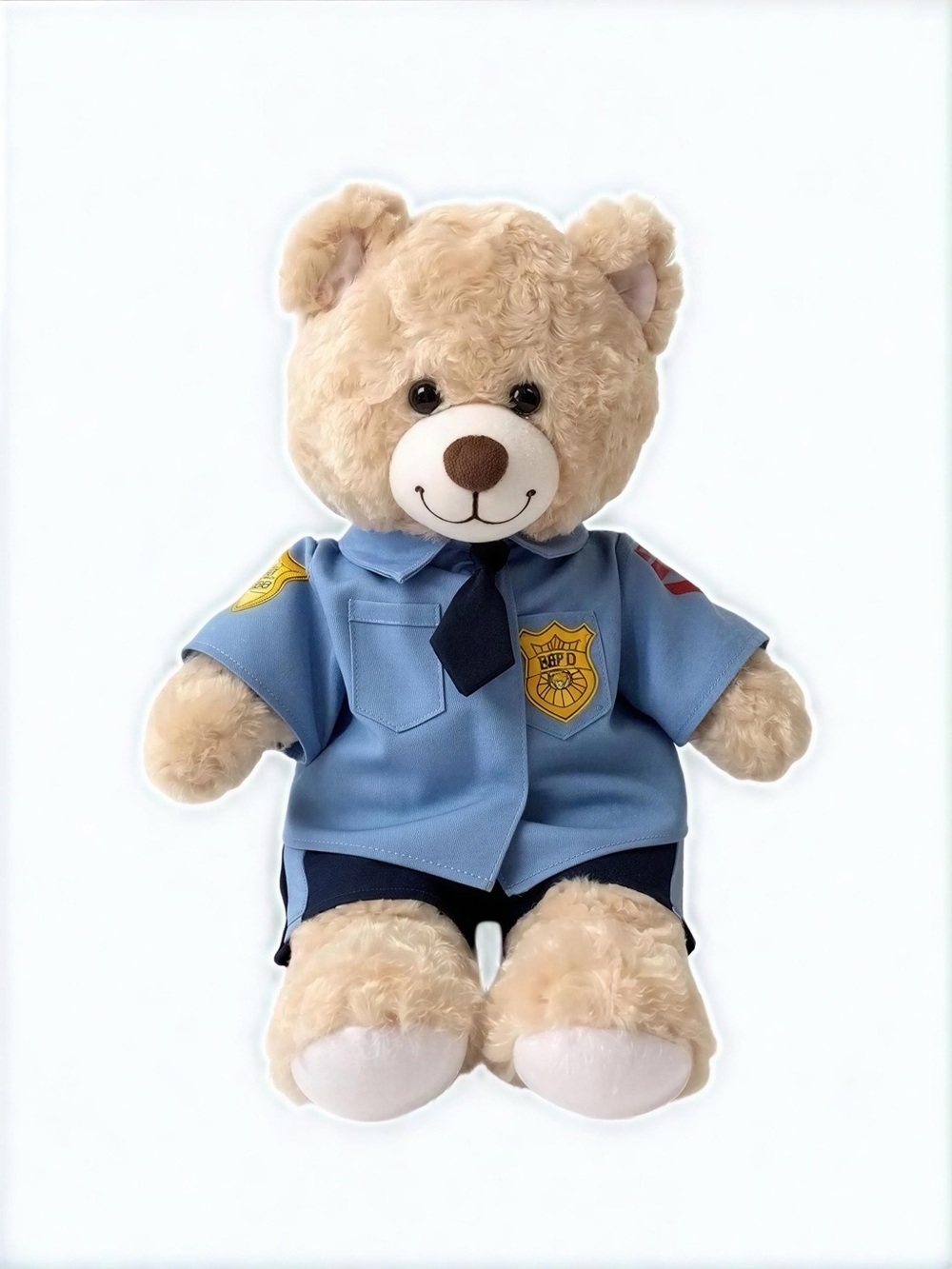 Vintage Build-A-Bear Plush Police 18"Teddy Bear in Light Beige with Uniform